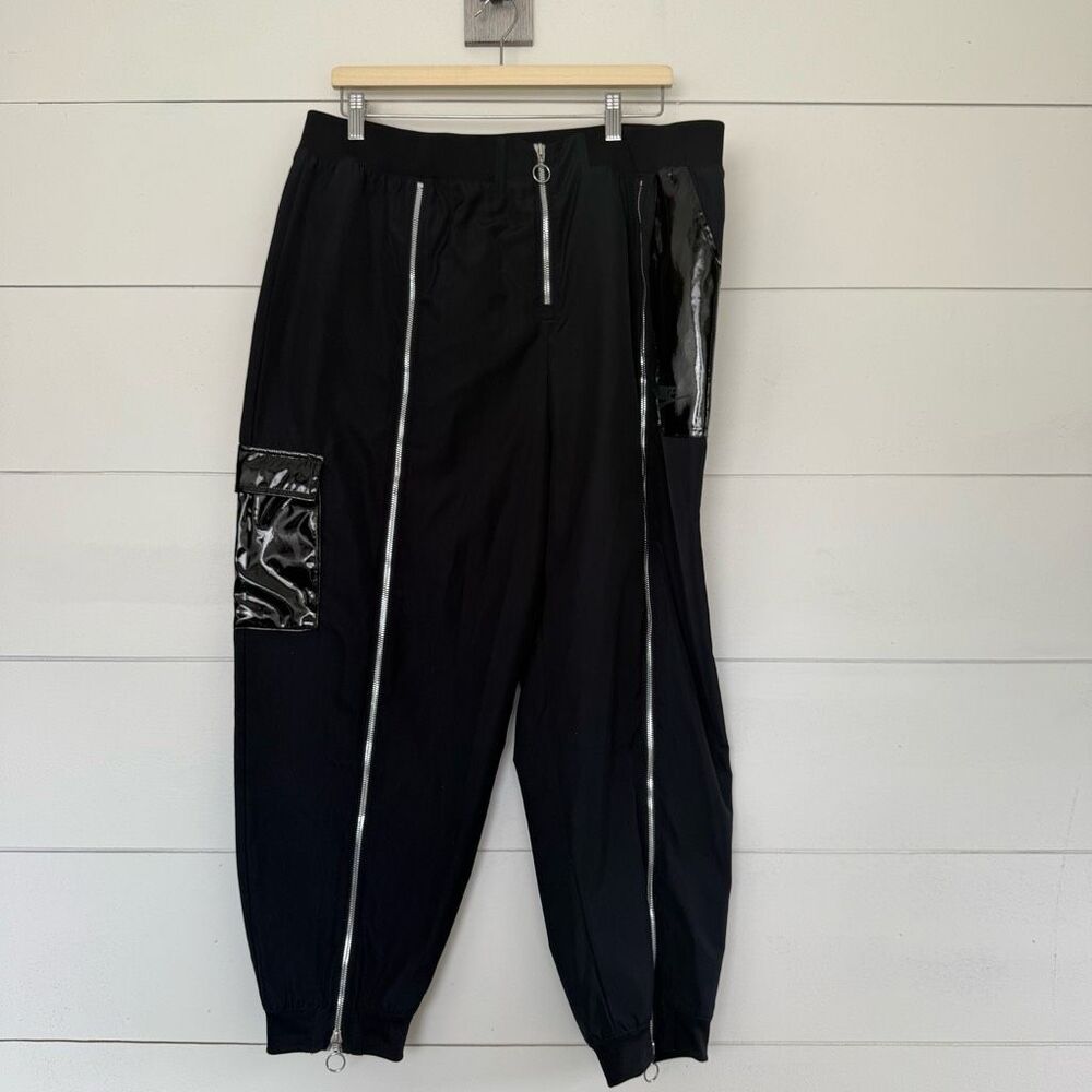 Nike Women’s XL Black Patent Leather Jogger Pants Barrel Pants